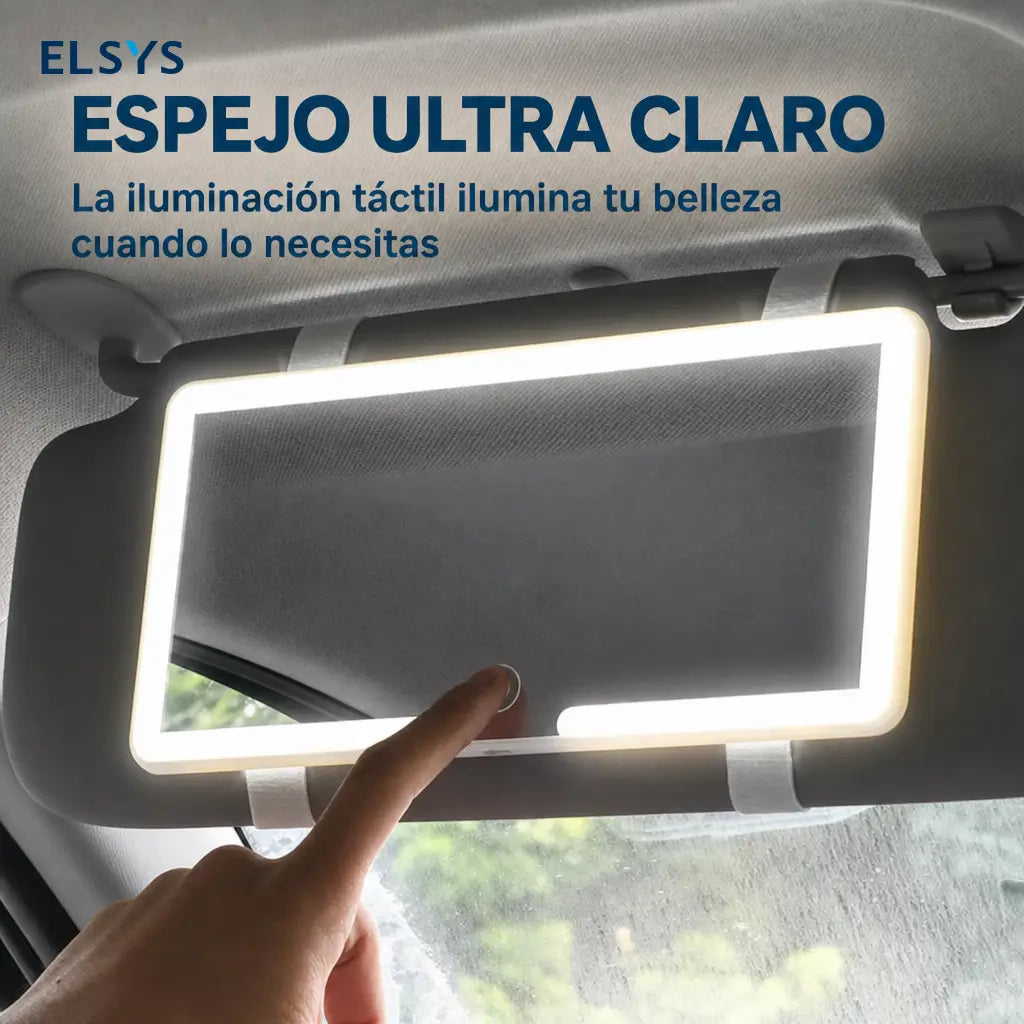 Espejo LED para visera de auto con control táctil y brillo ajustable para maquillarte con claridad en cada viaje sin estorbar tu vista