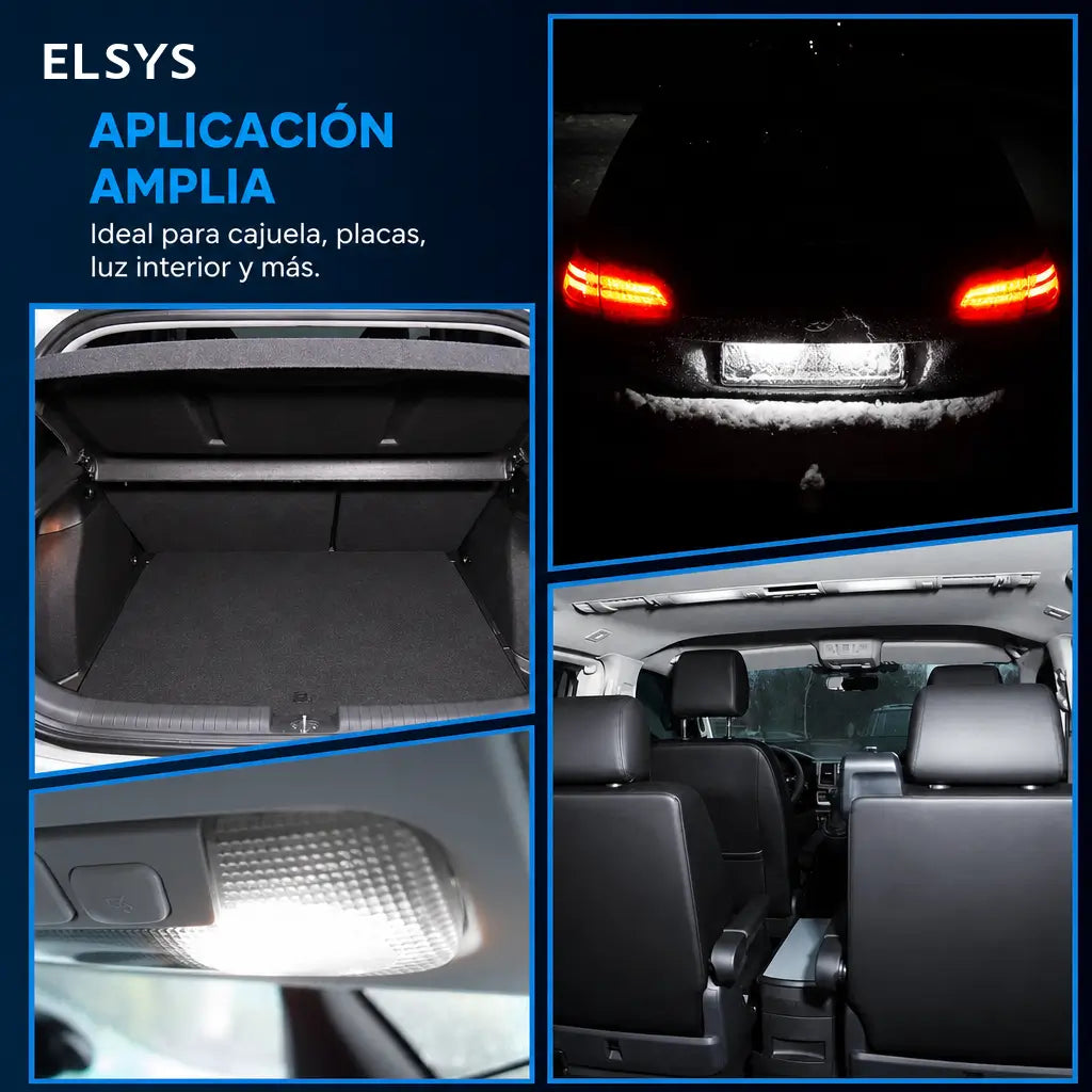 Kit de 42 focos LED blancos 12V para interior de auto y camioneta, luz de techo, mapa, cabina y cajuela, instalación fácil