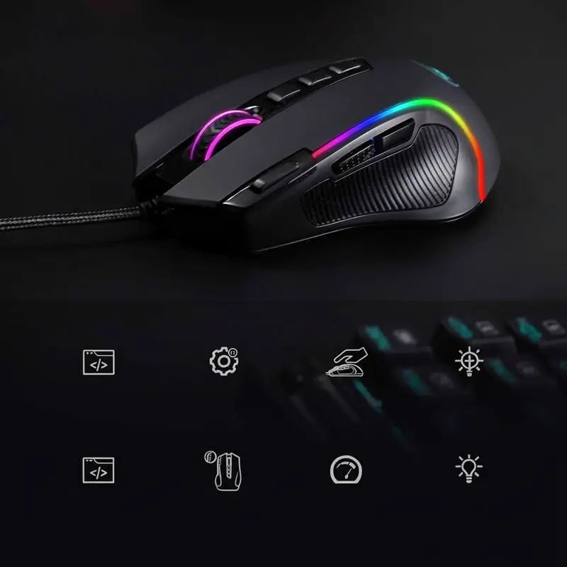Mouse Gamer Alámbrico Óptico M612 Predator con RGB, 8000 DPI, 11 Botones Programables y 5 Modos de Retroiluminación, Botón de Disparo Rápido
