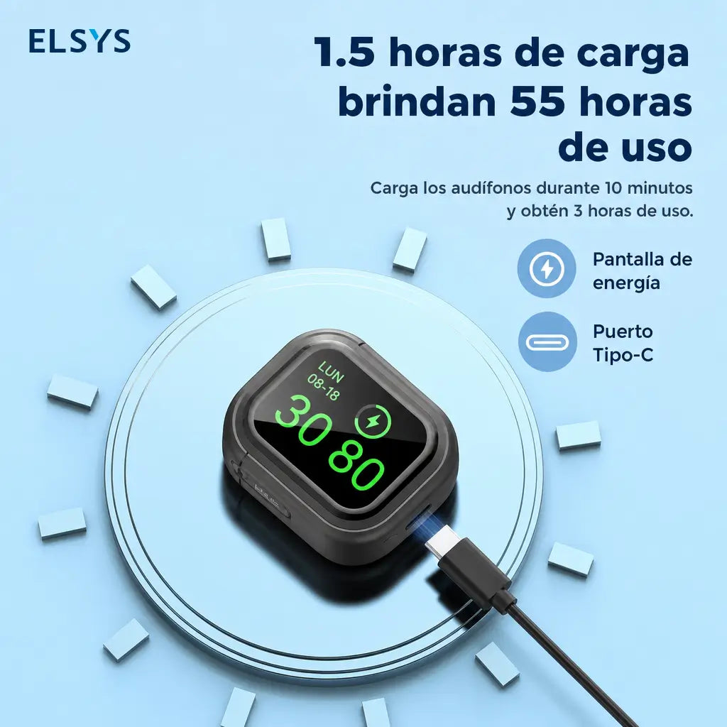 Audífonos inalámbricos Bluetooth 6.0 con pantalla LED, audio Hi-Fi, carga USB-C y resistencia IPX5 para llamadas, estudio y ejercicio diario