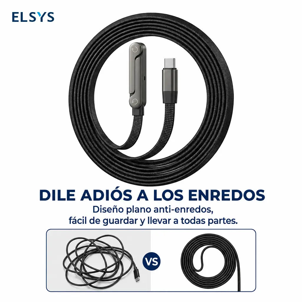 Cable cargador USB-C 240W con soporte plegable integrado para jugar, ver videos y trabajar desde tu celular en oficina, auto o viaje