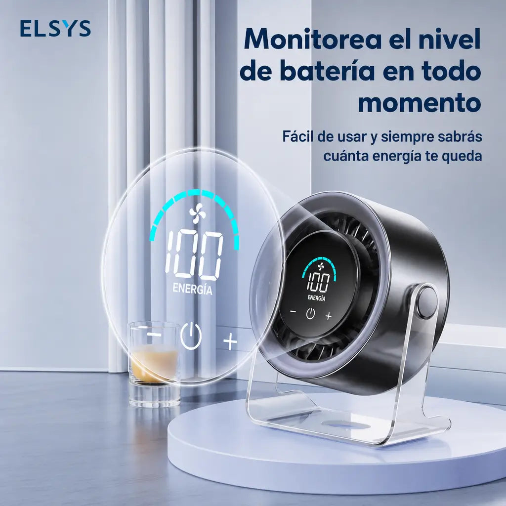 Ventilador de mesa recargable y portátil con pantalla digital, 100 velocidades y flujo silencioso para oficina, recámara o cocina en casa