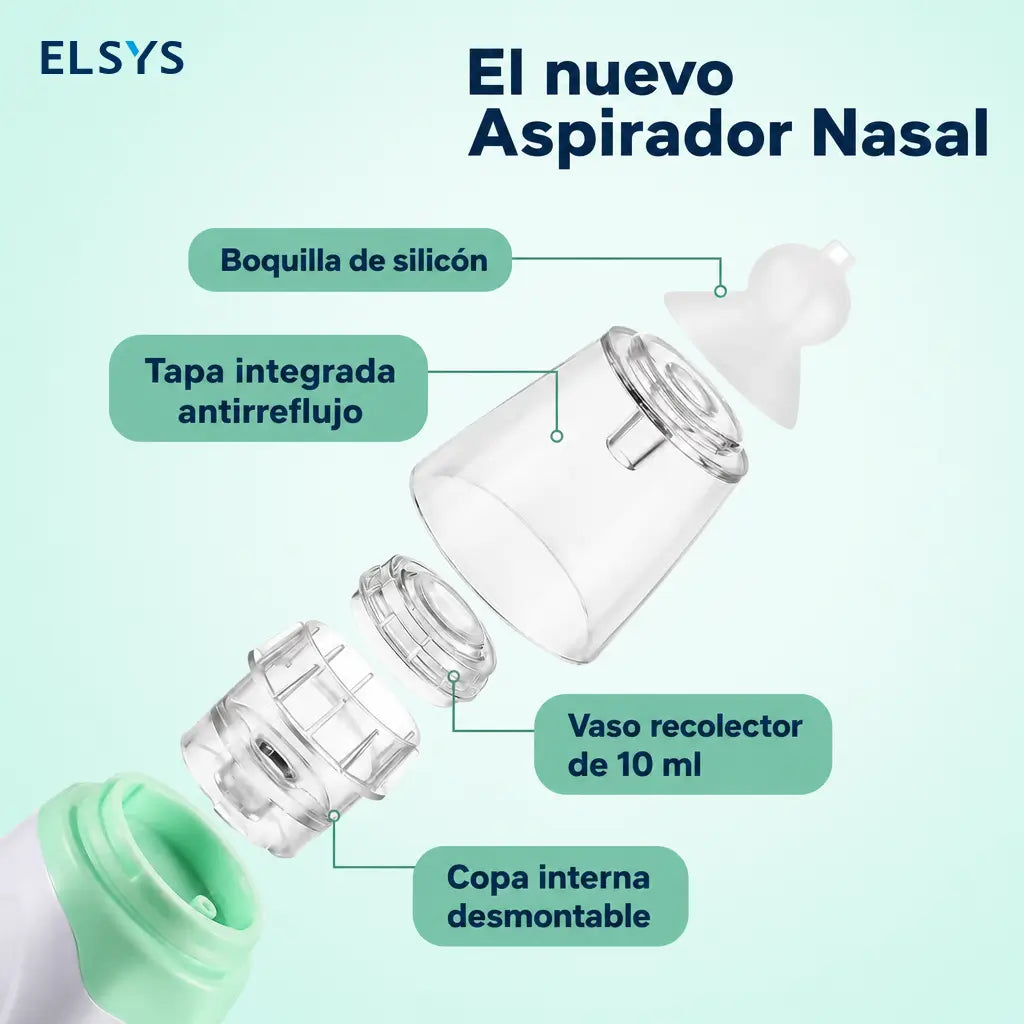 Aspirador nasal eléctrico recargable para bebé con 3 niveles de succión, puntas de silicón y música calmante para aliviar congestión en casa y viajes