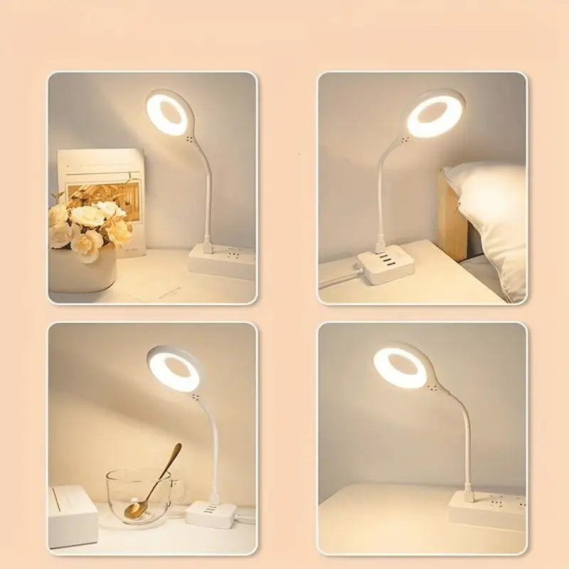 Lámpara LED USB con Control de Voz y Cuello de Cisne Flexible para Lectura, Luz de Noche Inteligente para Recámara, Oficina y Estudio
