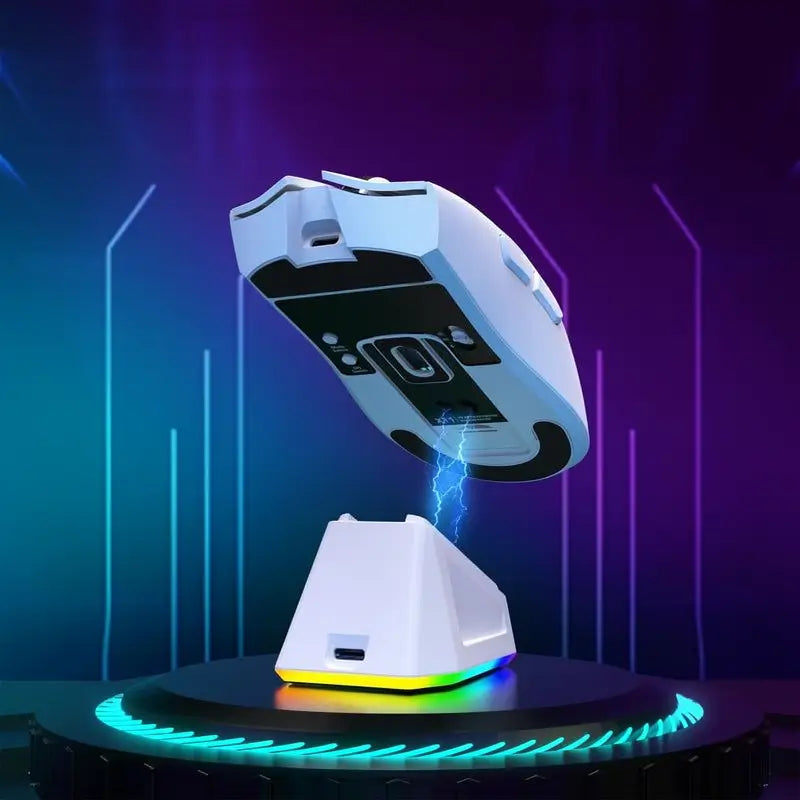 Mouse Gamer Inalámbrico Recargable con Iluminación RGB y Base de Carga, Sensor Óptico para Juegos y Oficina, Accesorios para Gaming