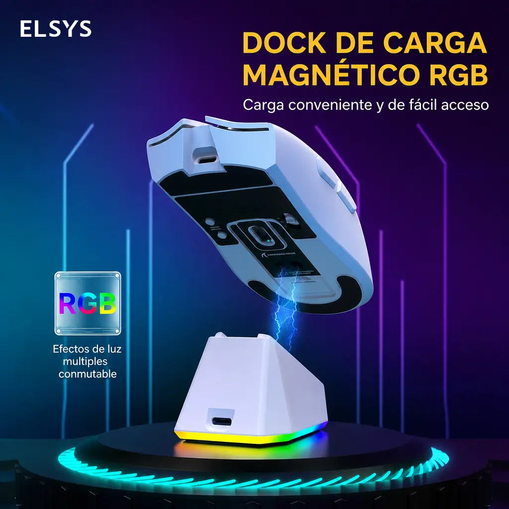 Mouse gamer inalámbrico X11 con base de carga, luz RGB y sensor óptico para juego competitivo y trabajo productivo en casa u oficina