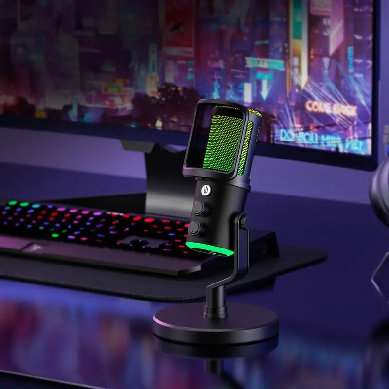 Micrófono Gamer Profesional RGB con Cancelación de Ruido y Diseño Ergonómico, Compatible con PC, Mac, PS5, PS4 y Xbox, Ideal para Streaming y Podcasts (No incluye audífonos)