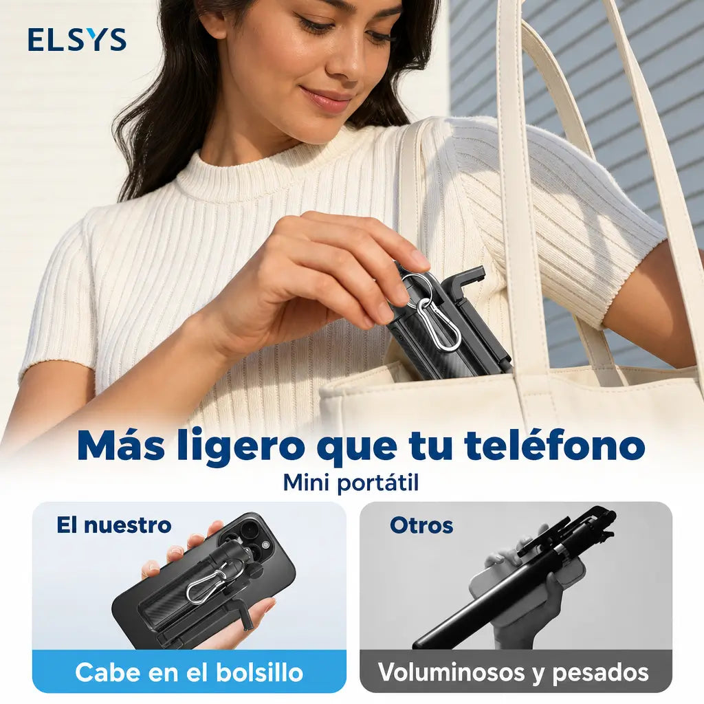 Selfie stick compacto con control Bluetooth, soporte giratorio 360° y extensión 64 cm, para vlogging, conciertos y fotos de viaje con tu celular
