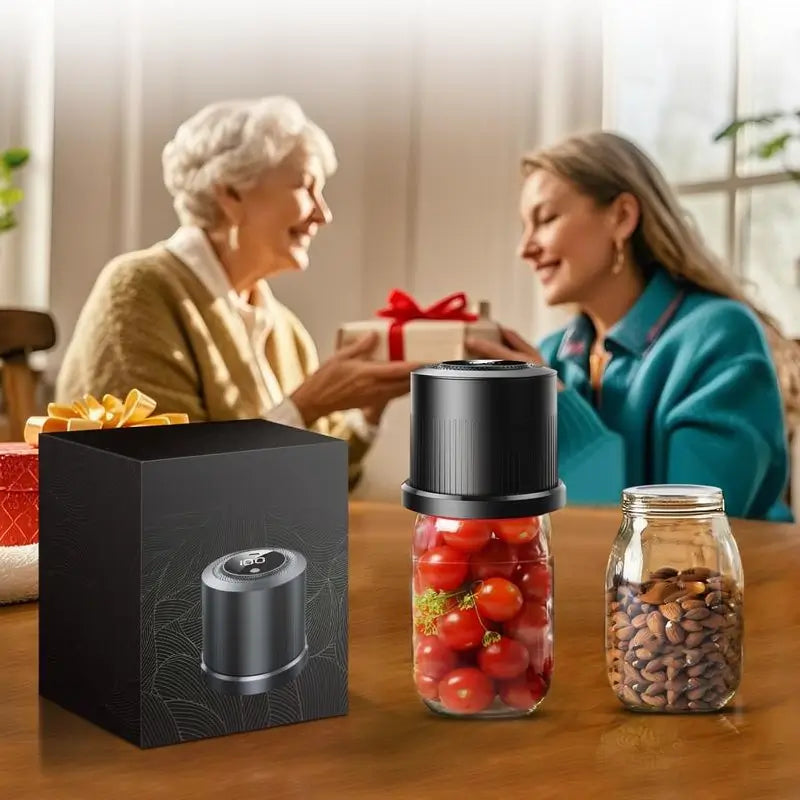 Kit de Sellador al Vacío Eléctrico para Frascos Mason y Alimentos, Sistema de Sellado Automático con Bomba Externa, Compatible con Frascos de Boca Ancha y Regular