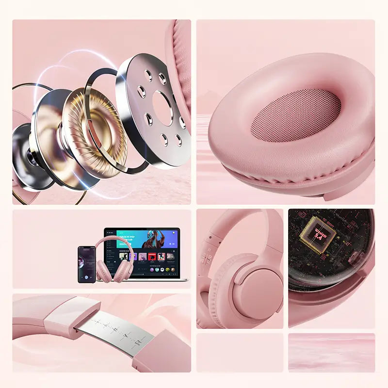 Audífonos de Diadema Plegables con Micrófono, Cascos Estéreo con Bajos Potentes, Ligeros y Portátiles para PC y Celulares