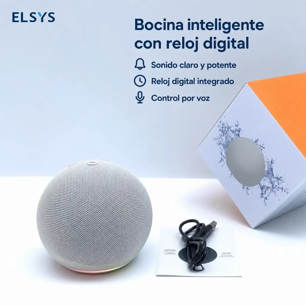 Bocina Bluetooth mini con subwoofer, luz LED y diseño esférico para casa inteligente, viajes y música al aire libre