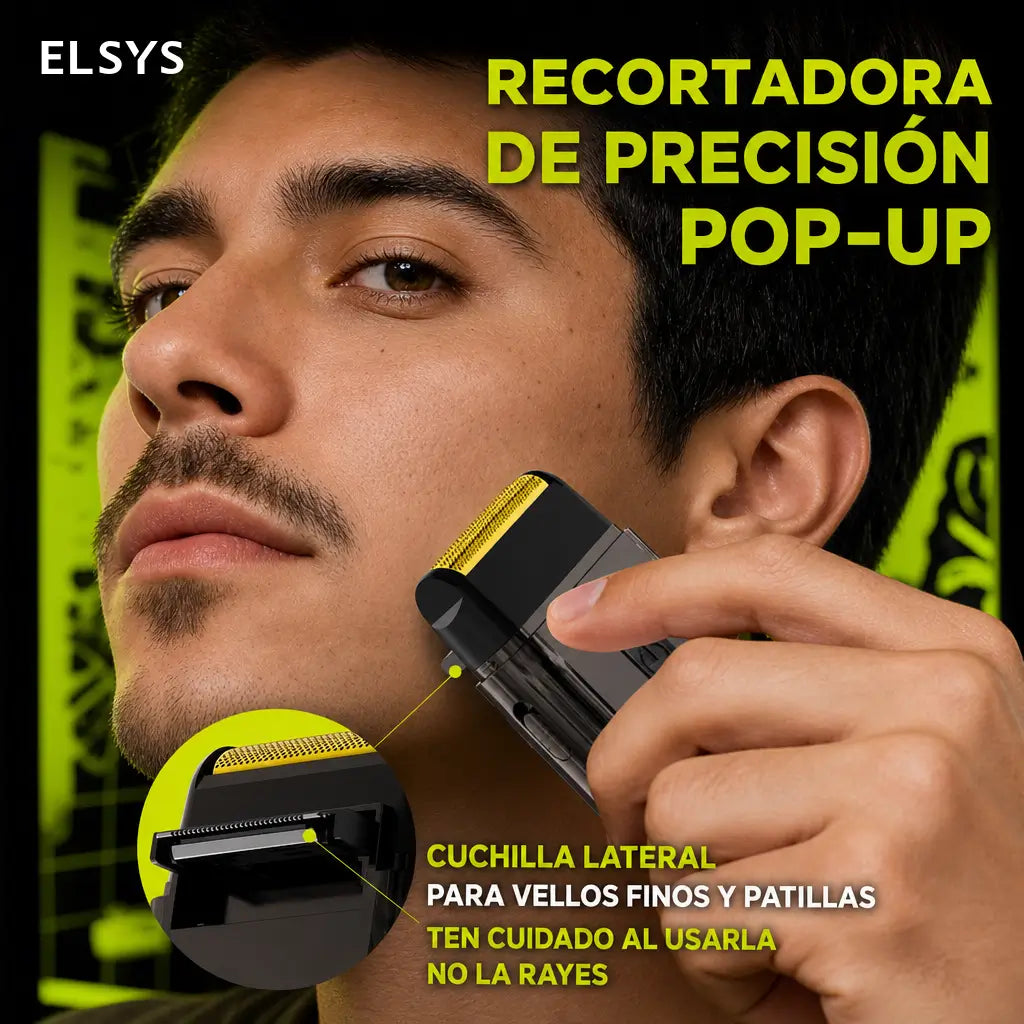Máquina de afeitar compacta recargable con malla ultrafina 0.05 mm, recortador de patillas y estuche para llevar en bolsillo durante viajes