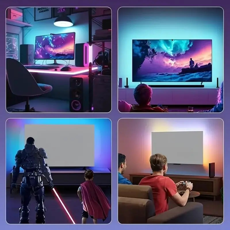 Tira de Luces LED para Smart TV de 55-65 Pulgadas, Retroiluminación LED RGB con Sincronización de Música USB, Múltiples Modos de Escena, Ideal para Gaming y Entretenimiento
