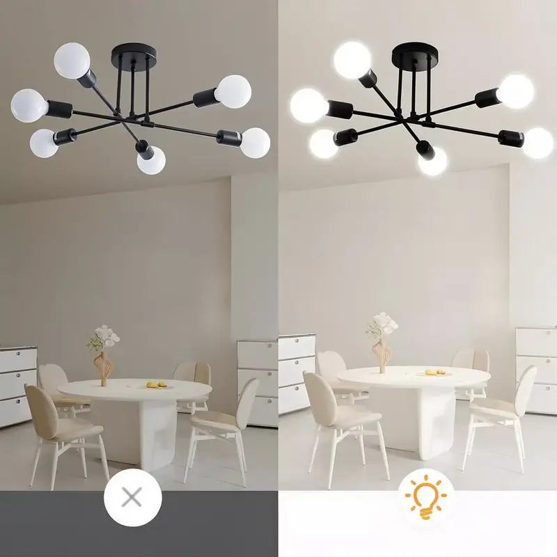 Lámpara de Techo de 6 Luces, Diseño Moderno e Industrial