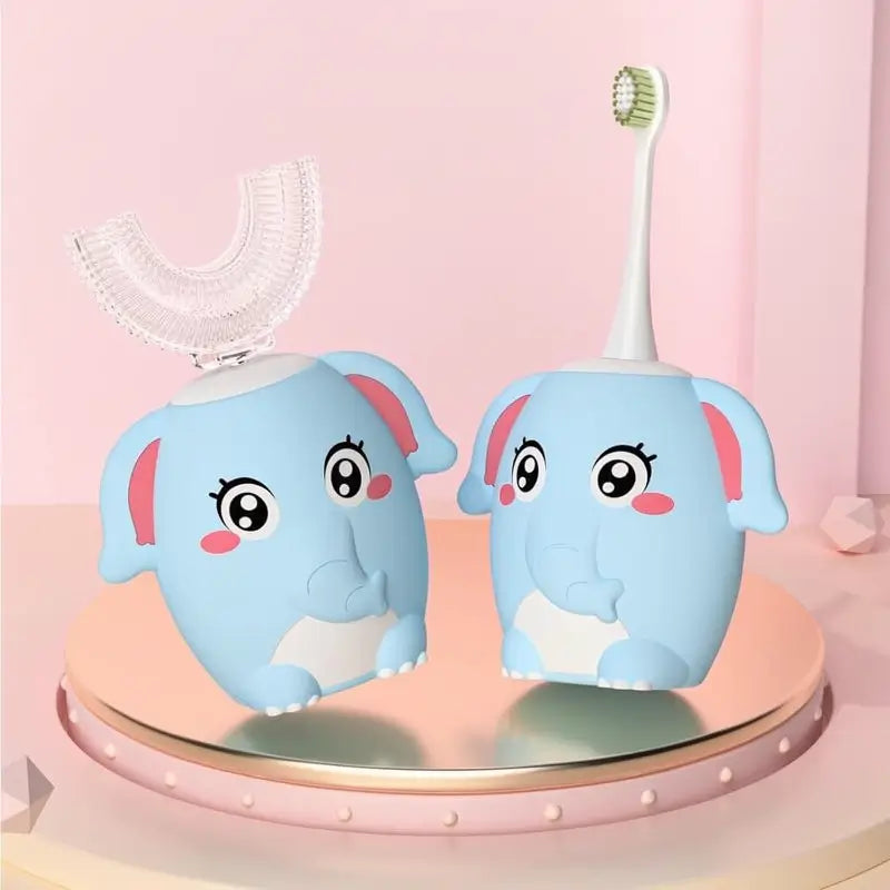 Cepillo de Dientes Eléctrico en U para Niños Sónico Recargable con 1-4 Cabezales 6 Modos de Limpieza Higiene Dental Infantil