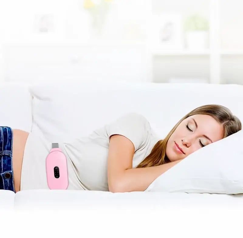 Almohadilla Térmica para Cólicos Menstruales, Masajeador Portátil Inalámbrico con 3 Niveles de Calor y 4 Modos de Masaje para Alivio del Dolor Lumbar