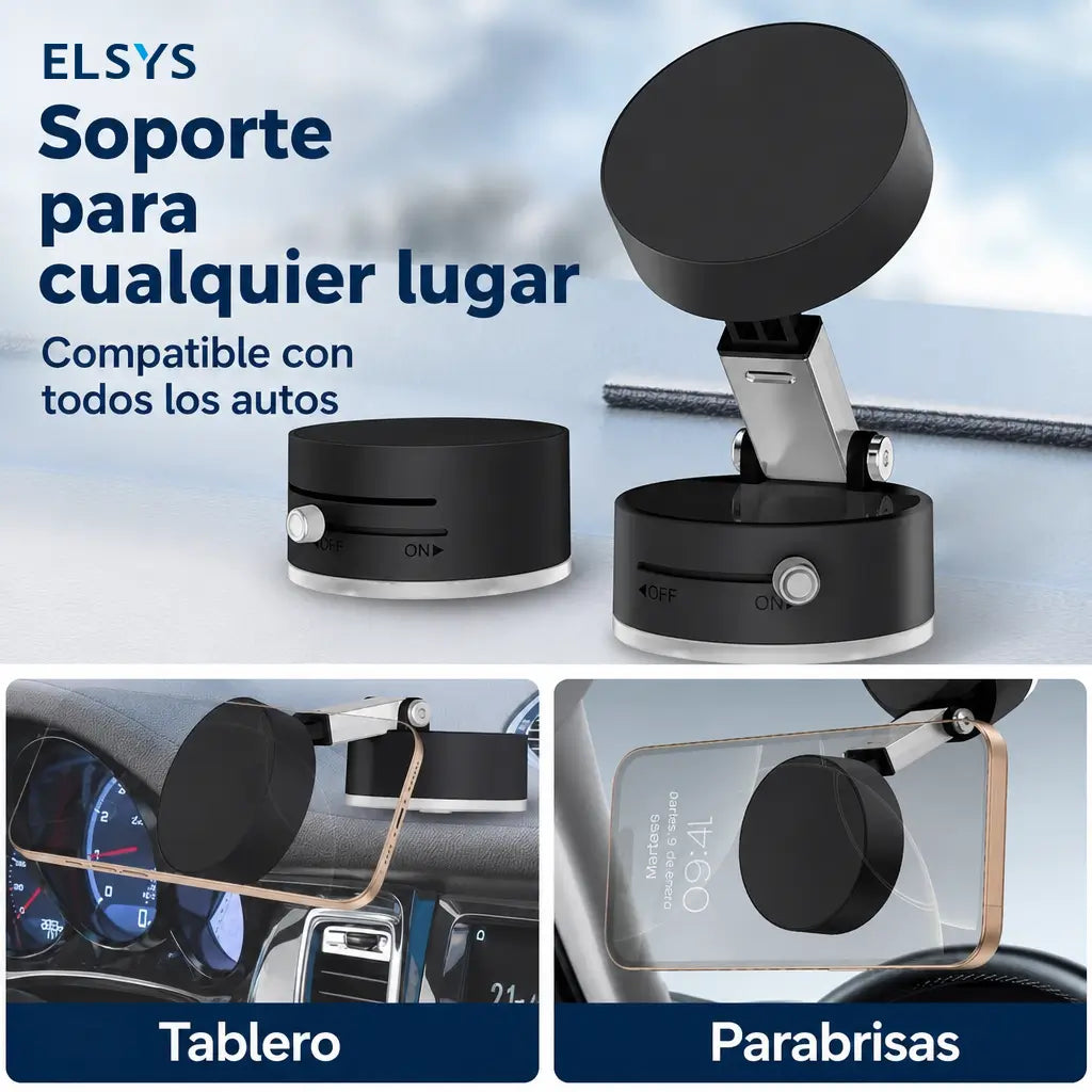 Base magnética de doble succión para celular, portátil y retráctil, ideal para tablero, parabrisas, escritorio y videollamadas en viajes con ajuste 360°