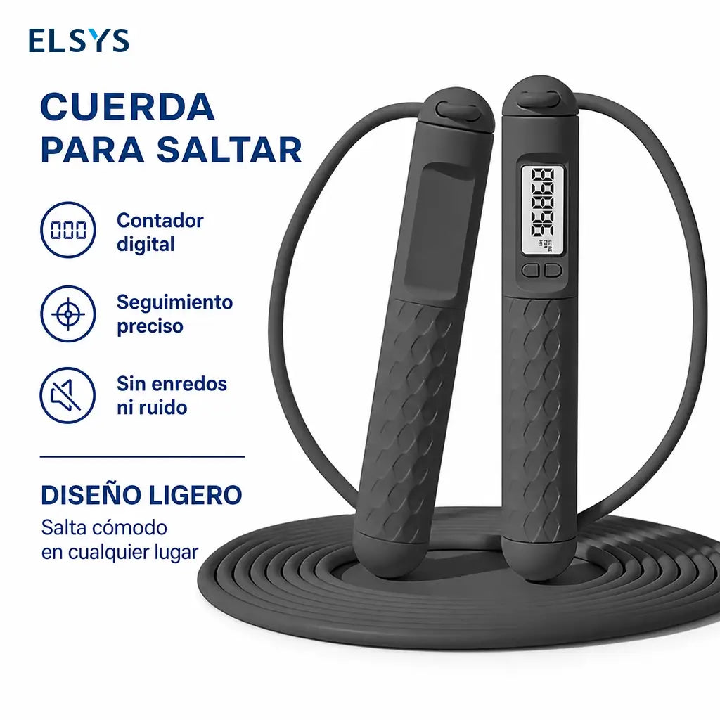 Cuerda para saltar inalámbrica con contador LED de calorías y agarre antiderrapante para entrenar en casa sin enredos todo el año