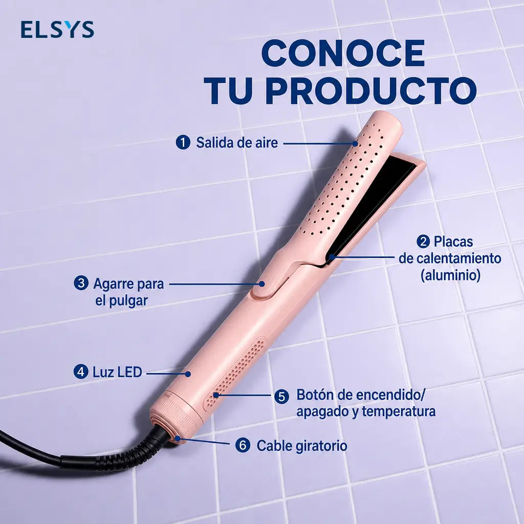 Plancha y rizador 2 en 1 con aire frío 360° para peinar ondas, rizos y cabello lacio en casa sin maltratar tanto