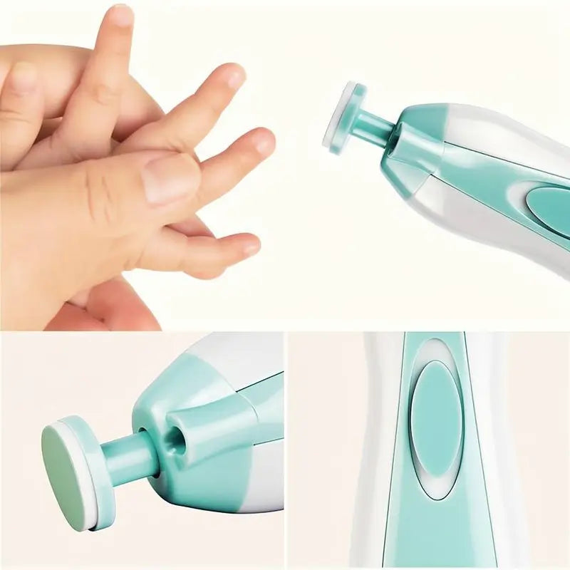 Lima de Uñas Eléctrica para Bebé 6 en 1, Kit de Manicura y Pedicura para Niños y Adultos - Set de Aseo Portátil con 4 Accesorios