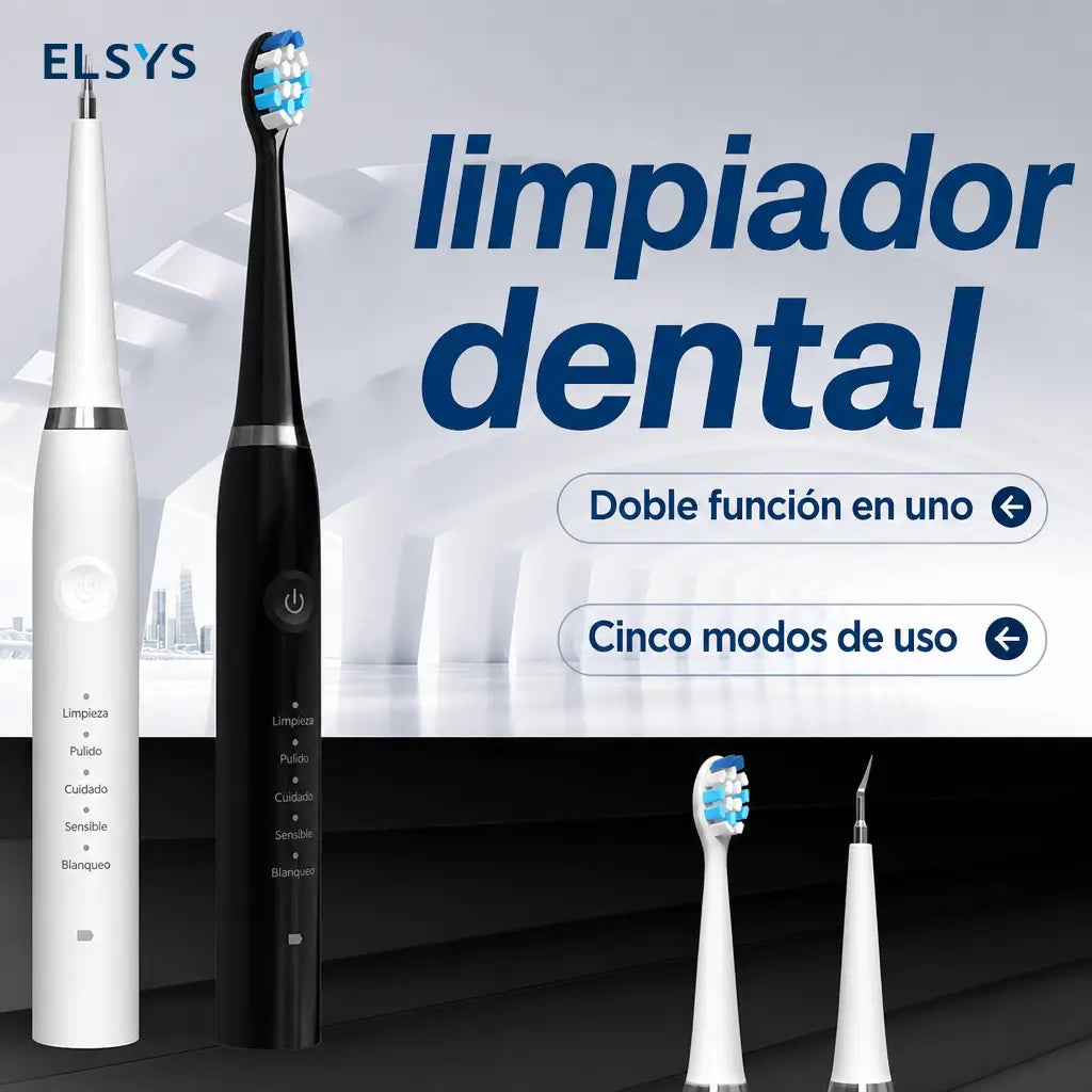 Limpiador dental ultrasónico recargable USB-C con cabezales reemplazables, espejo, pinza y retiro de placa para cuidado bucal adulto diario