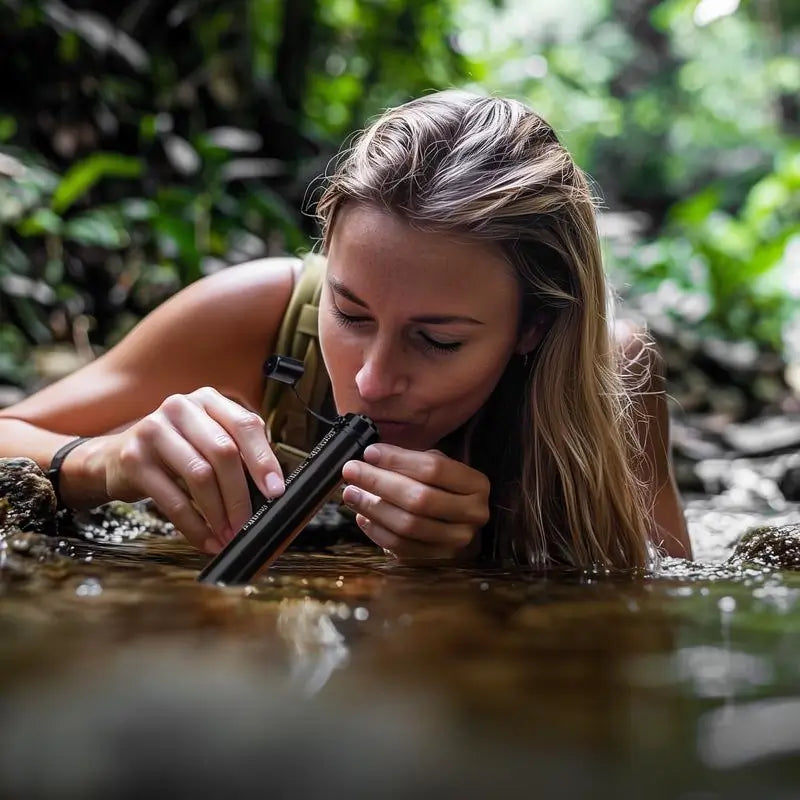 Filtro de Agua Portátil para Exteriores, Popote de Emergencia para Senderismo, Camping y Pesca, Diseño Ligero y Compacto, Paquete de 2 Piezas