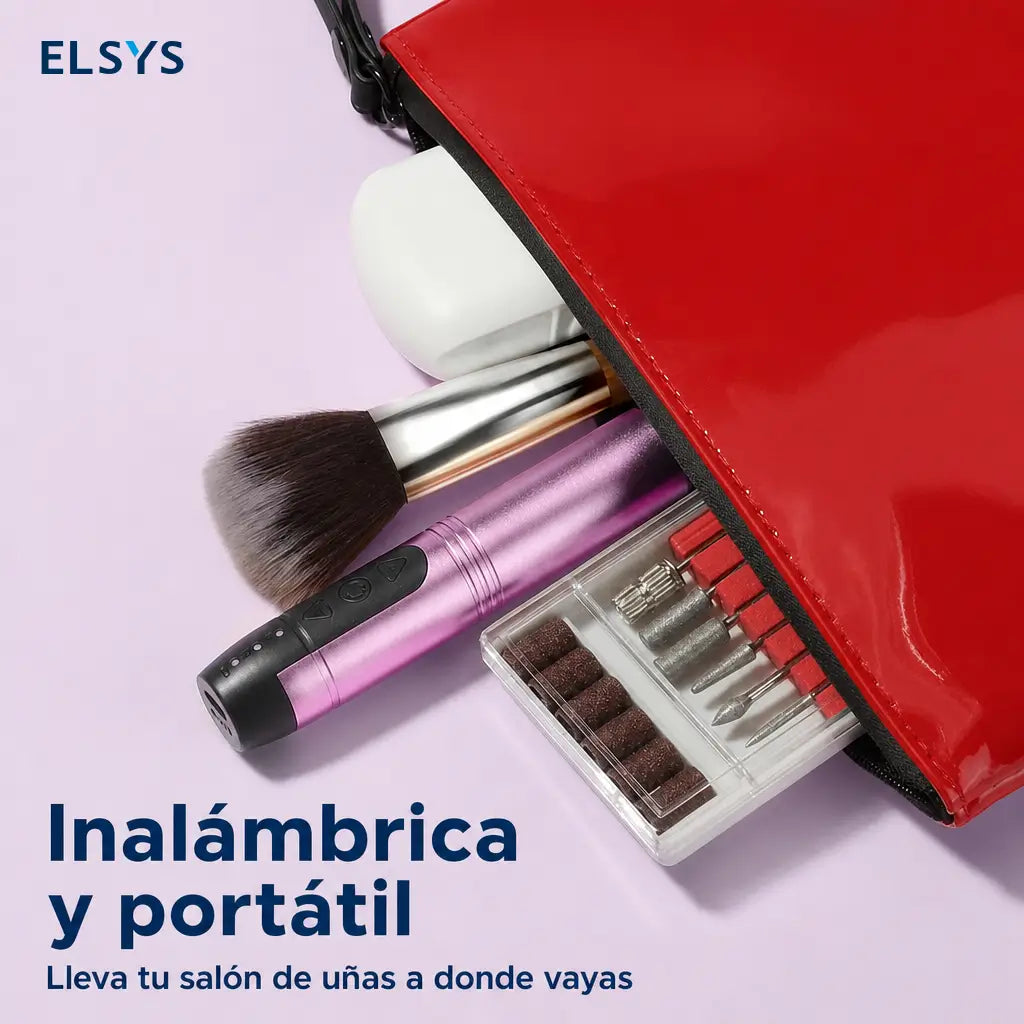 Torno eléctrico inalámbrico para uñas con velocidad ajustable y giro reversible, para manicura, pedicura y nail art en gel o polvo