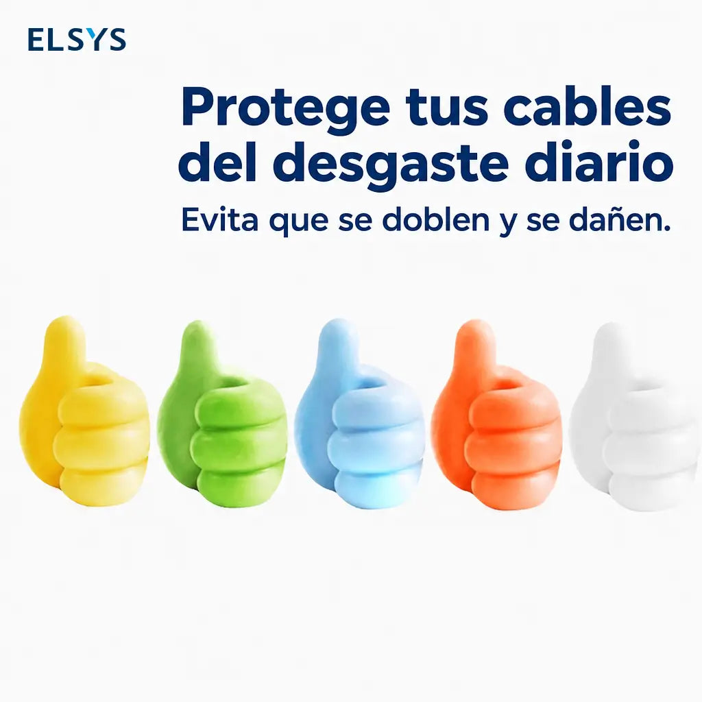 Set de 4 ganchos adhesivos de pulgar para organizar cables y decorar escritorios, recámaras y espacios del hogar sin perforar paredes fácilmente
