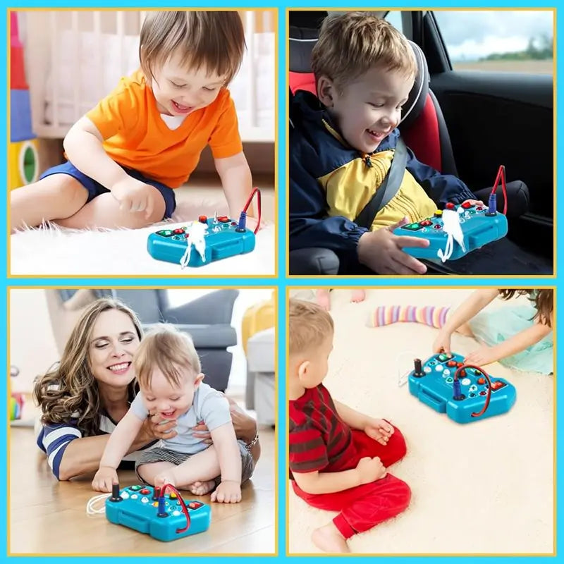 Tablero Sensorial Montessori con 8 Interruptores de Luz LED, Juguete de Viaje de Aprendizaje Visual y Regalo Educativo