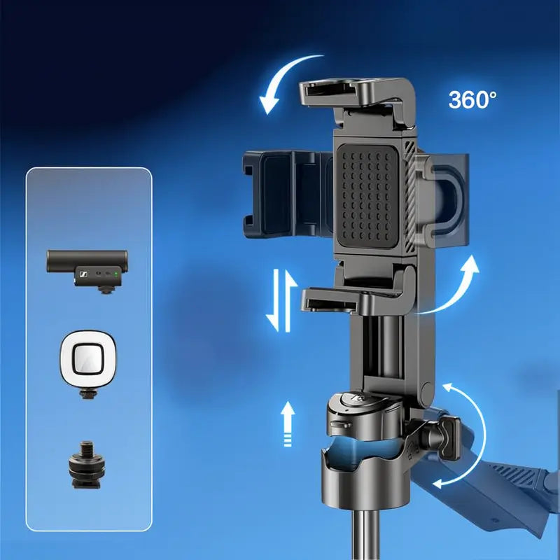 Tripie Selfie Stick Mini Portátil 3 en 1 con Control Remoto Magnético y Rotación 360° para Celular, Ideal para Vlogs, Fotos Grupales y Transmisiones en Vivo