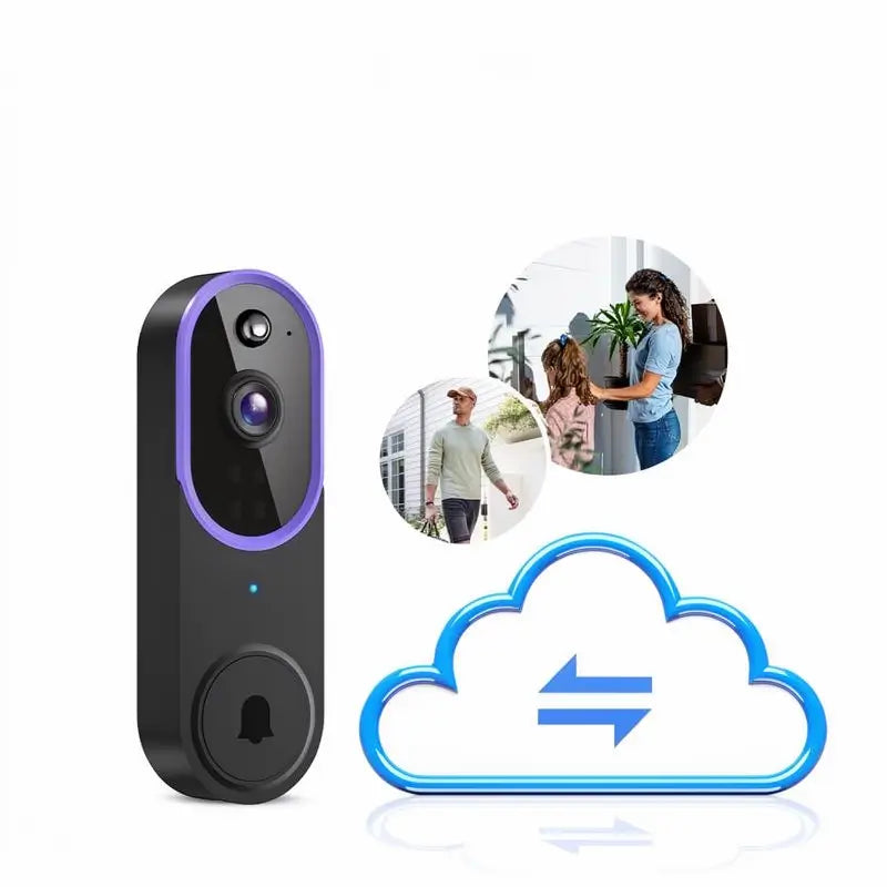 Cámara de Timbre de Video Inalámbrico, Timbre de Seguridad Inteligente, 1080P, Detección de Humanos con IA, Visión Nocturna, Alerta Instantánea, Audio Bidireccional, Solo WiFi 2.4G, Instalación Sencilla con Batería Recargable y Almacenamiento en la Nube
