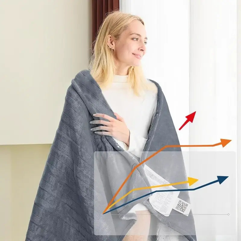 Manta Eléctrica de Franela 160x130 cm con 10 Niveles de Temperatura, Temporizador y Calentamiento Rápido, Apagado Automático, Cobija Térmica Lavable para Hogar y Oficina
