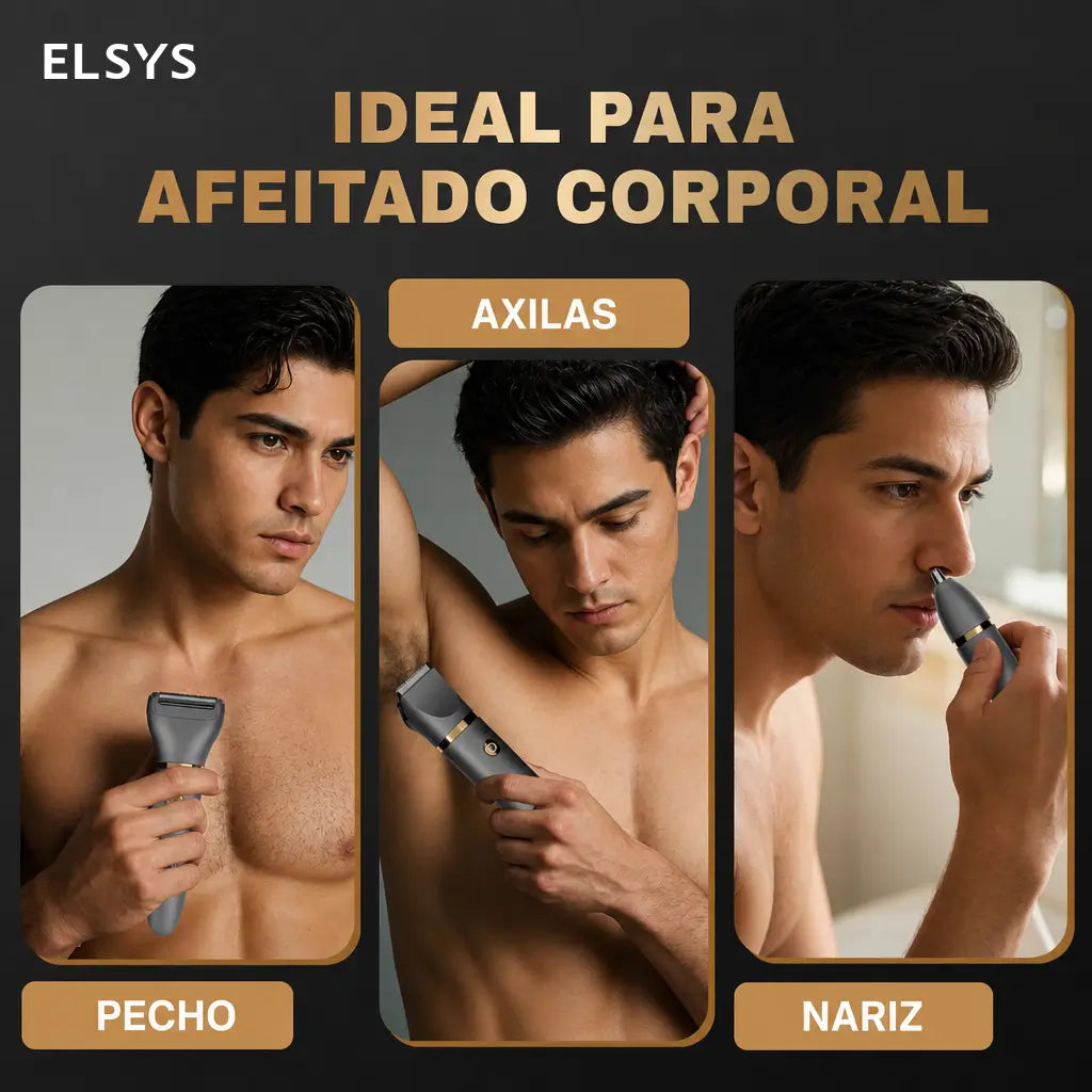 Recortadora corporal 3 en 1 impermeable IPX7 recargable USB-C con cabezales para nariz, cuerpo e ingles, cuidado masculino diario