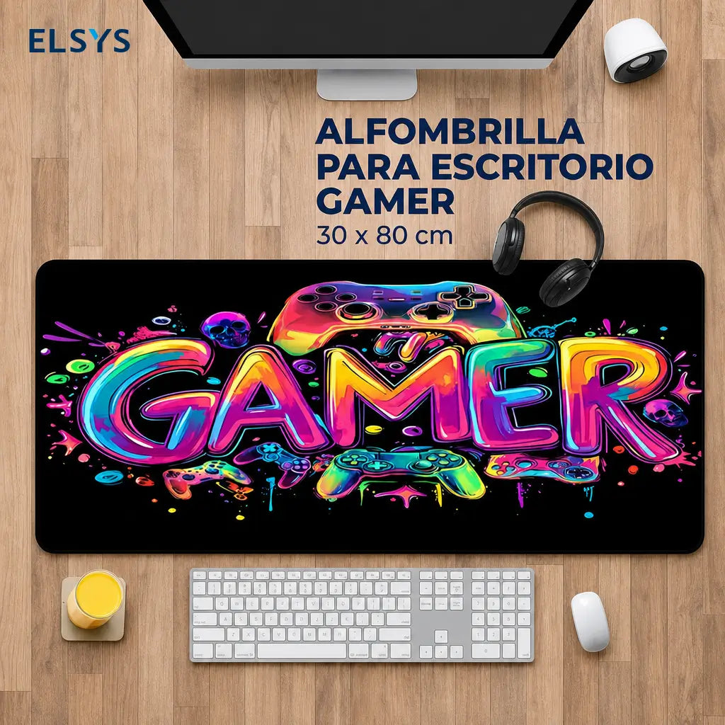 Mousepad gamer de goma antiderrapante con gráficos UV reactivos, formato grande para teclado, mouse y escritorio de juego en casa u oficina