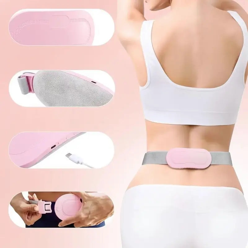 Cinturón Térmico para Alivio de Cólicos, Almohadilla de Calor Inalámbrica y Masajeador Abdominal Vibratorio