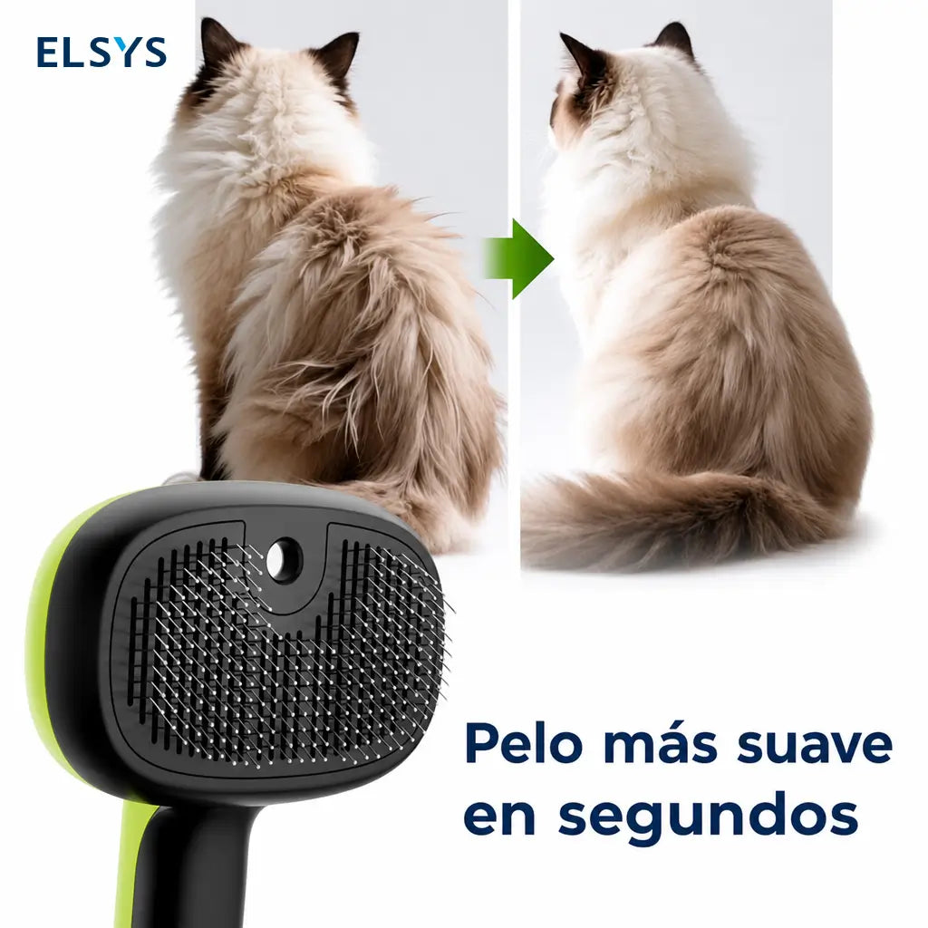 Cepillo de vapor para mascotas con autolimpieza, masaje y dos modos de rociado para perros y gatos con pelo suelto en casa