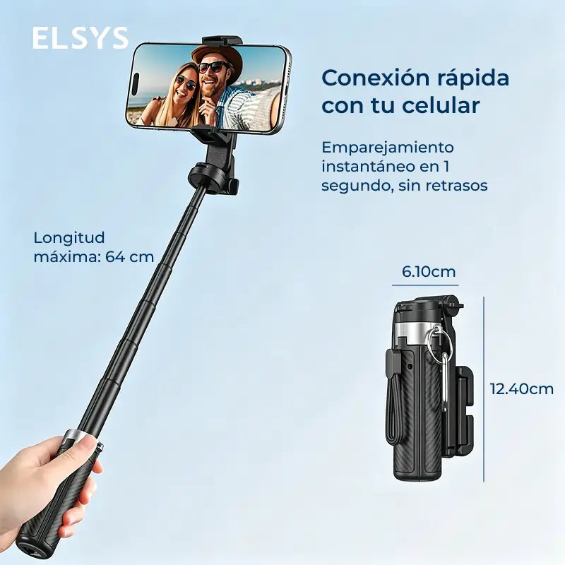 Mini selfie stick 4 en 1 con tripié Bluetooth, giro 360° y control remoto para selfies, vlogs, videollamadas y fotos en cualquier lugar