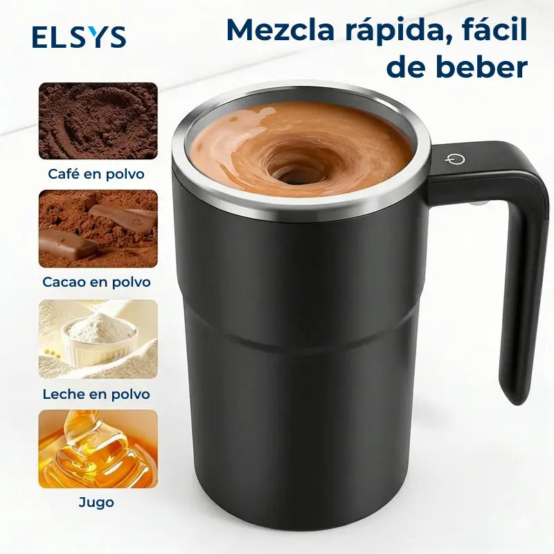Taza mezcladora eléctrica recargable con agitador magnético, pantalla LCD y acero inoxidable 304 para café, leche, cacao, oficina y uso diario