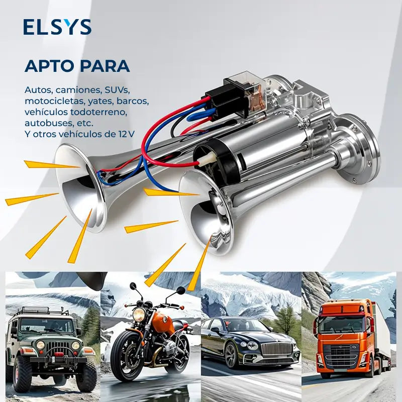 Kit de claxon de aire doble MOVATEK 12V 130dB con compresor para camiones, camionetas, autos, barcos y alarma de seguridad