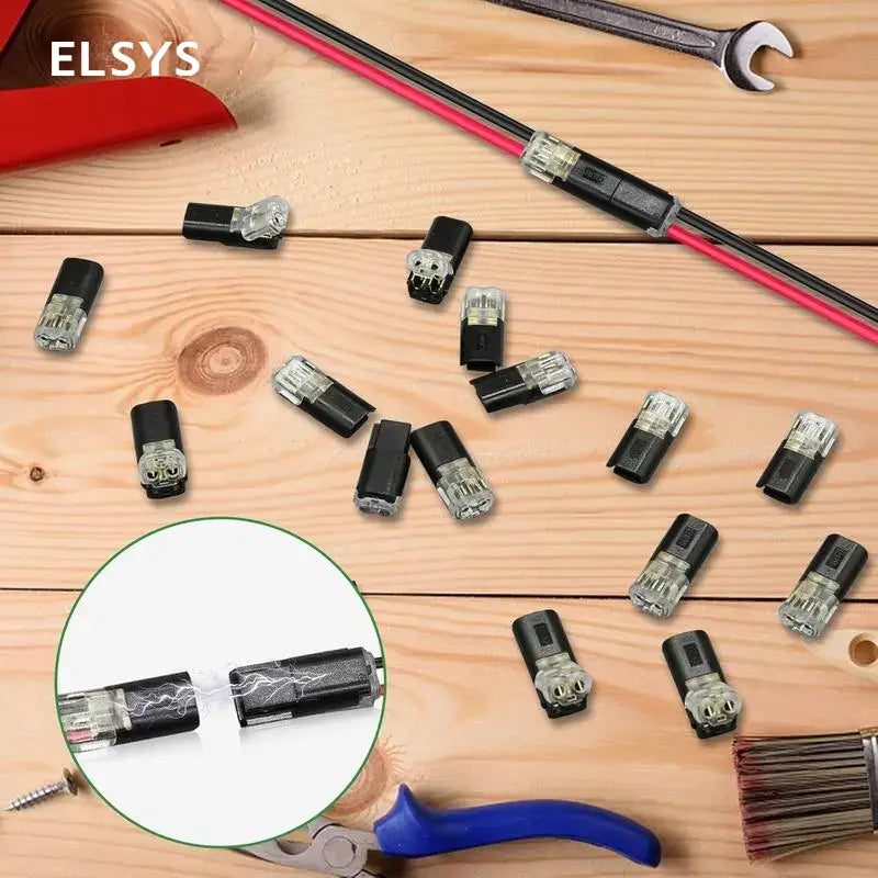 Conectores rápidos LED de 2 pines, 20 piezas sin herramientas con bloqueo seguro para tiras de luz LED y cableado automotriz DIY