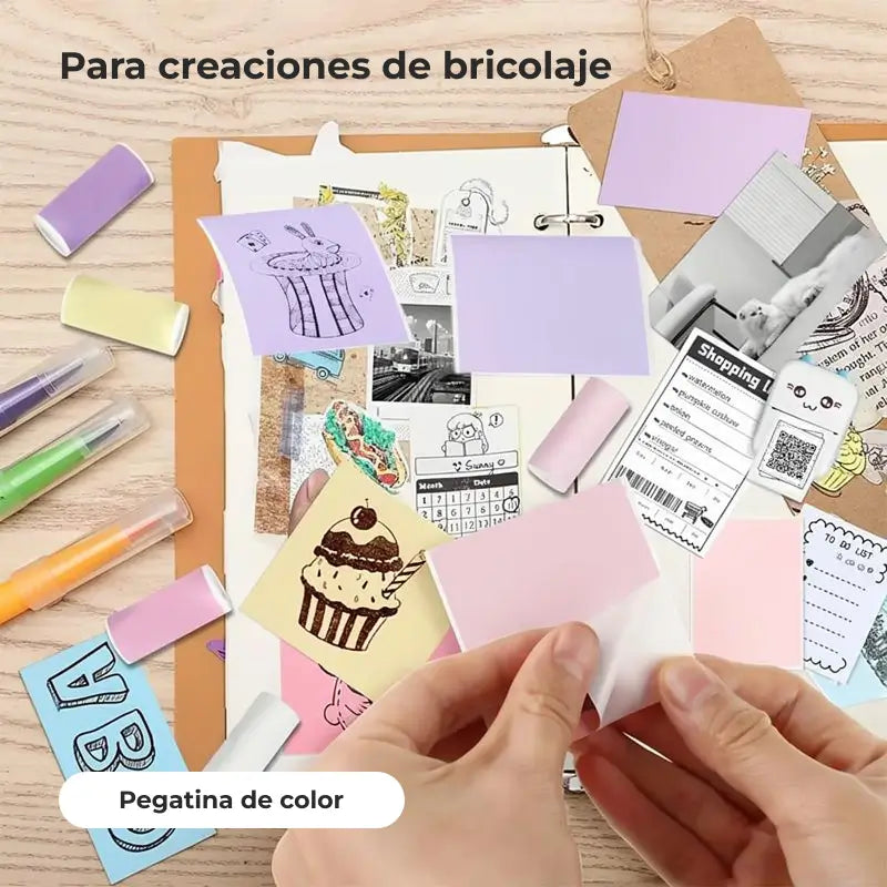 Mini Impresora Portátil Térmica, Kit con Papel de Impresión, Inalámbrica y Recargable USB, Ideal para Fotos y Tareas