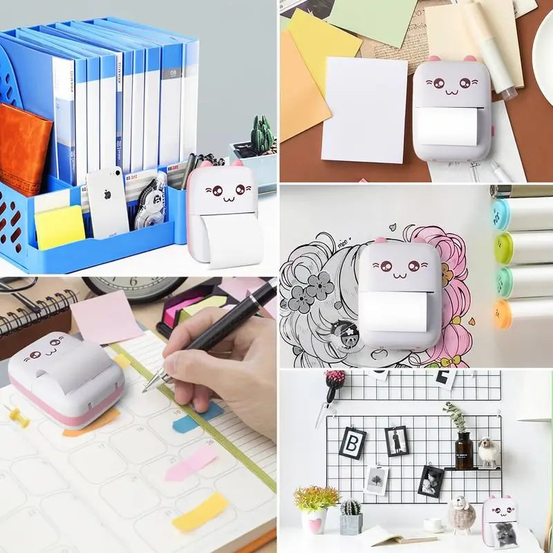 Mini Impresora Térmica de Bolsillo Portátil, Etiquetadora Bluetooth 20 en 1 sin Tinta con 13 Rollos de Papel y Plumas, para iOS y Android, Impresora de Notas Adhesivas y Fotos, Útiles Escolares para Estudiantes, Regalo de Navidad y Cumpleaños