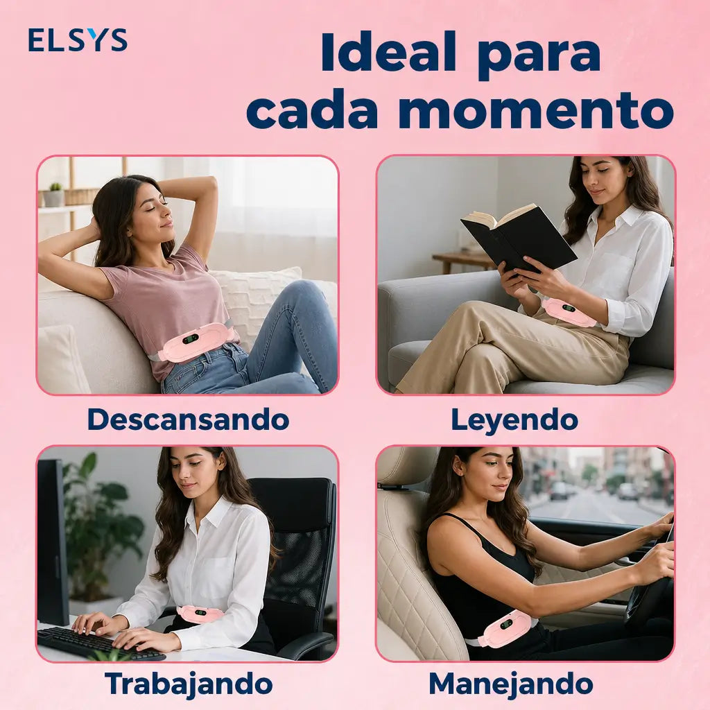 Almohadilla térmica inalámbrica con calor instantáneo y vibración ajustable para cintura, abdomen y alivio diario en casa