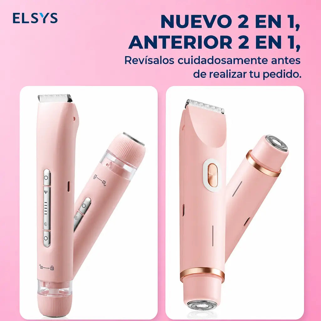 Rasuradora eléctrica 2 en 1 para bikini, rostro, axilas y piernas, recargable IPX7 para piel sensible en seco o ducha femenino