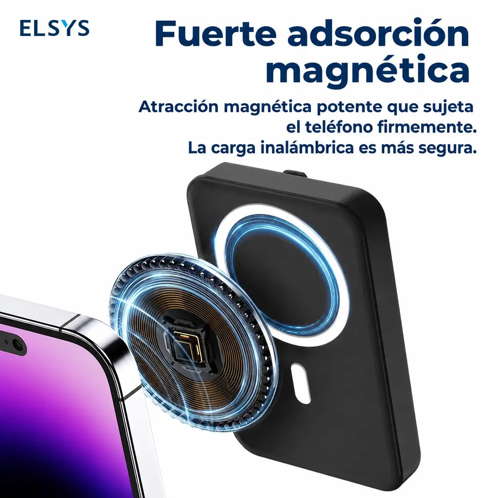 Cargador portátil magnético 10000 mAh con carga inalámbrica, LED digital y soporte horizontal para iPhone 12 a 16 sin cables para uso diario