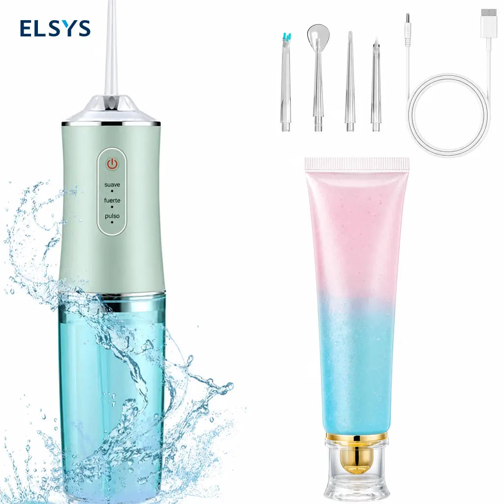 Irrigador bucal portátil recargable con tanque desmontable de 300 ml para limpieza dental diaria y cuidado de encías en adultos