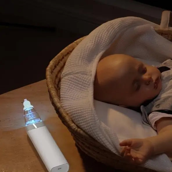 Aspirador Nasal Eléctrico para Bebé, Succionador de Mocos Automático para Niños con 3 Boquillas de Silicón, Succión Ajustable, Música y Luz Relajante