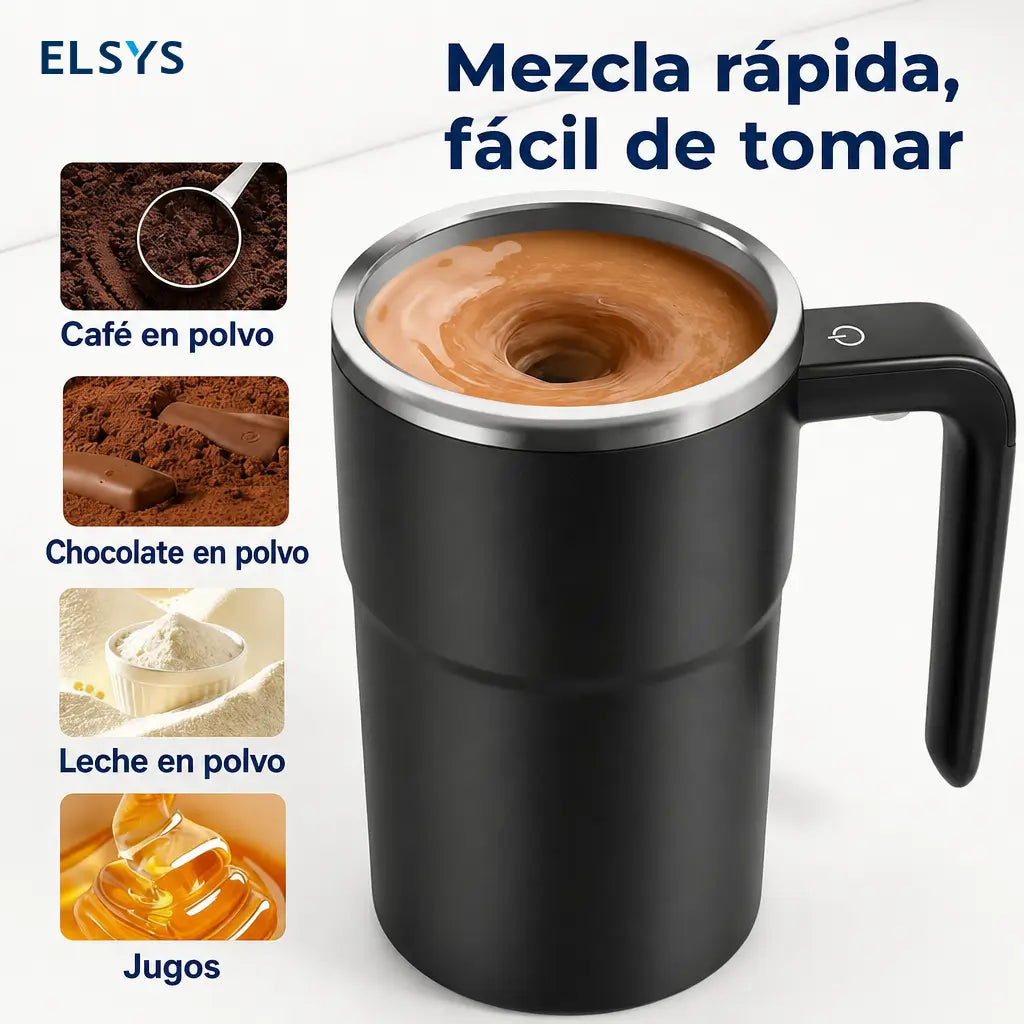 Taza mezcladora automática recargable de acero 304 con termómetro LCD para café, leche y bebidas en oficina o viaje sin cuchara