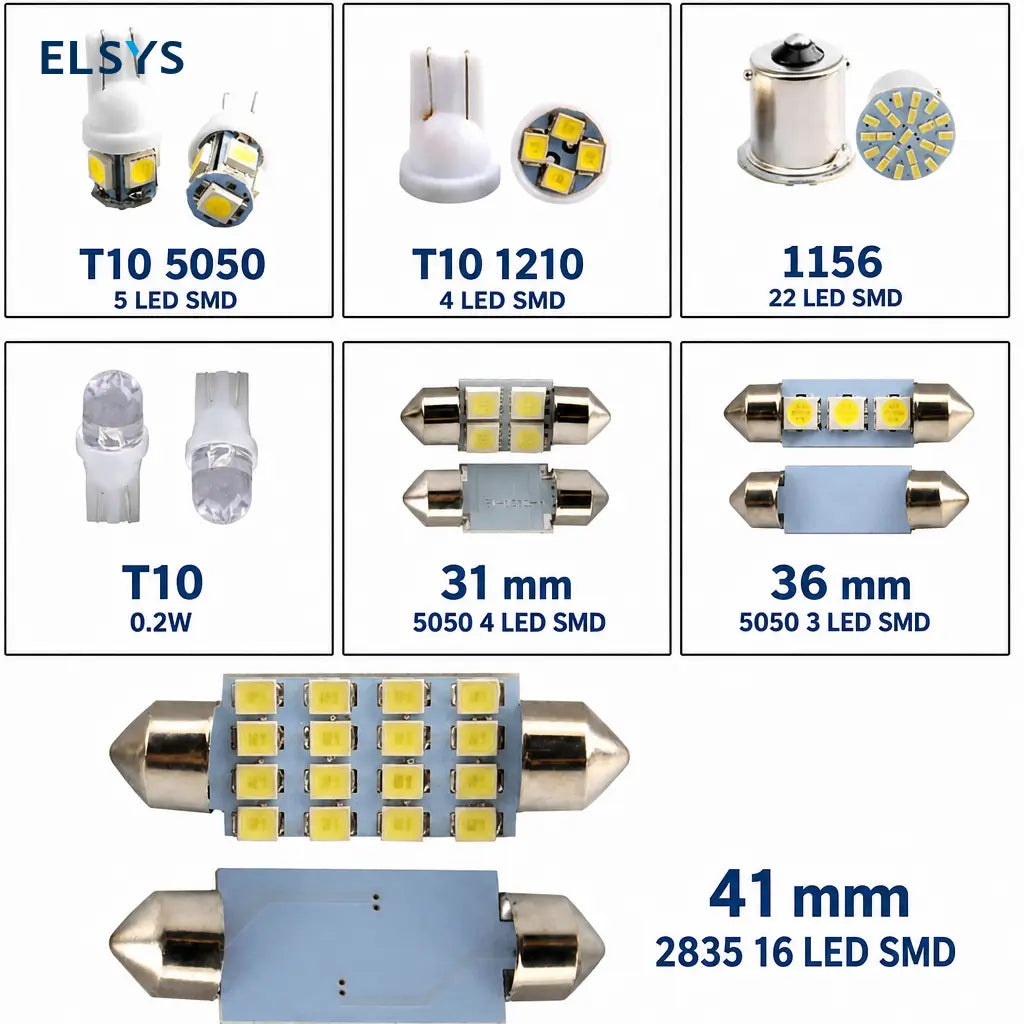 Kit de 42 focos LED blancos 12V para interior de auto y camioneta, luz de techo, mapa, cabina y cajuela, instalación fácil