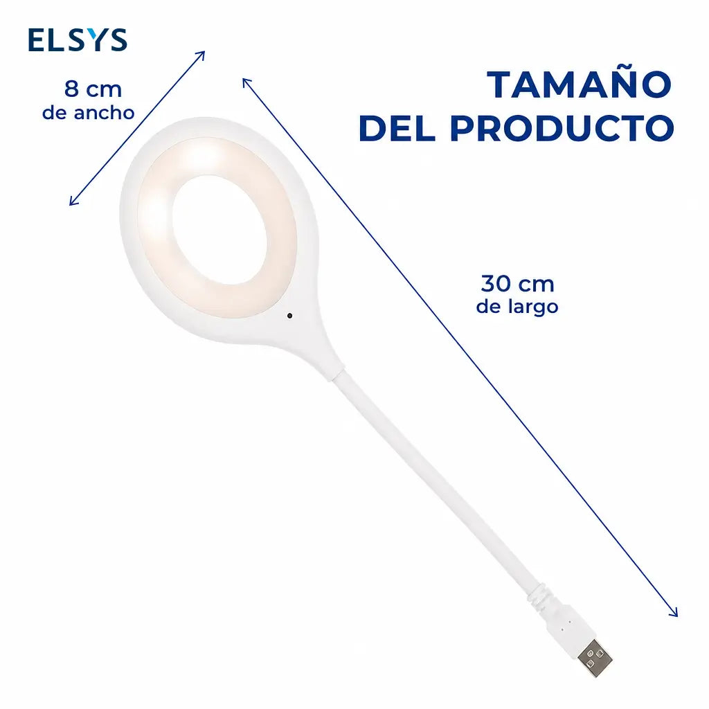 Lámpara LED USB de cuello flexible con control por voz y luz cálida regulable para lectura nocturna en cama, oficina o estudio
